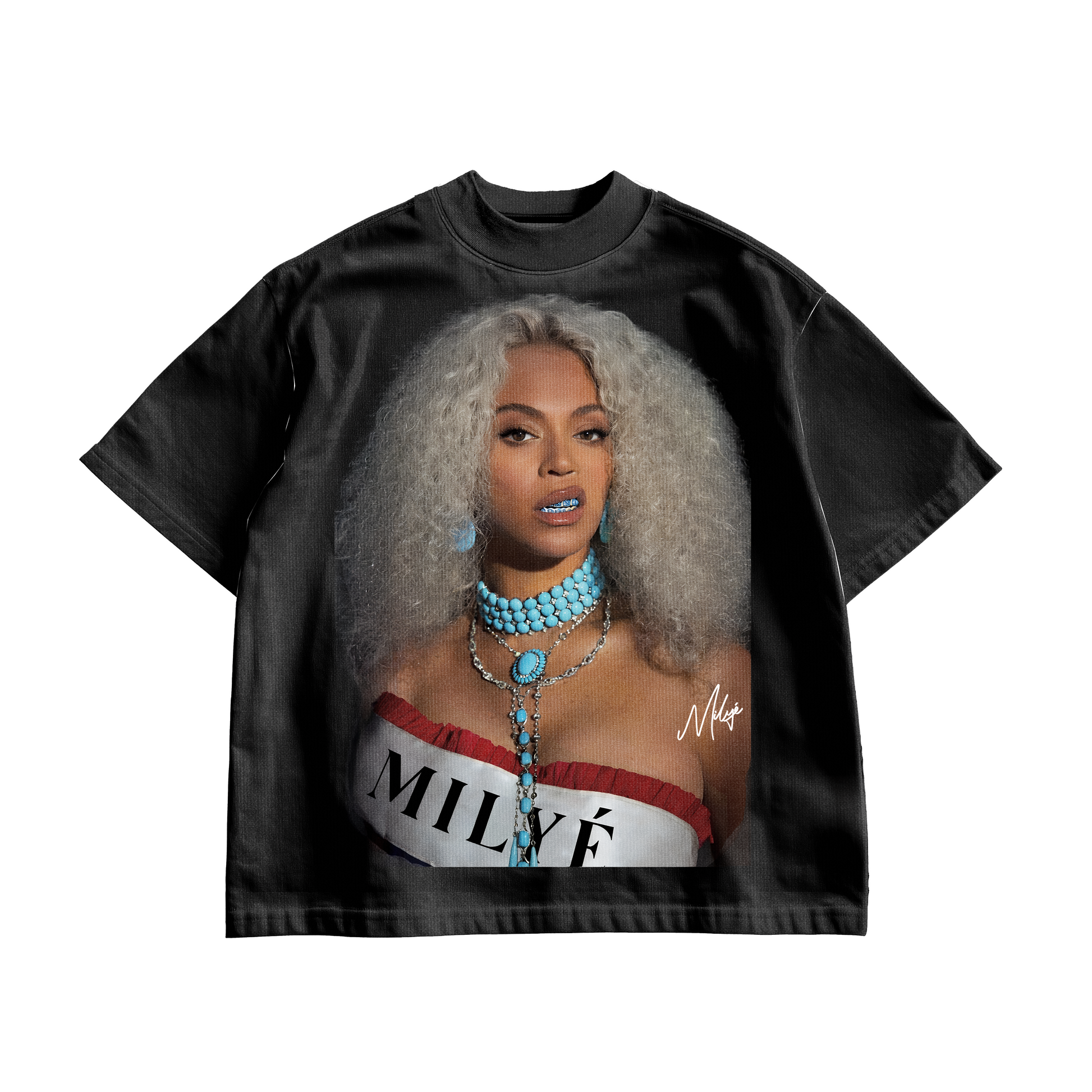 MILYE Azure Royalty Queen Bee oversized tee drop shoulder black