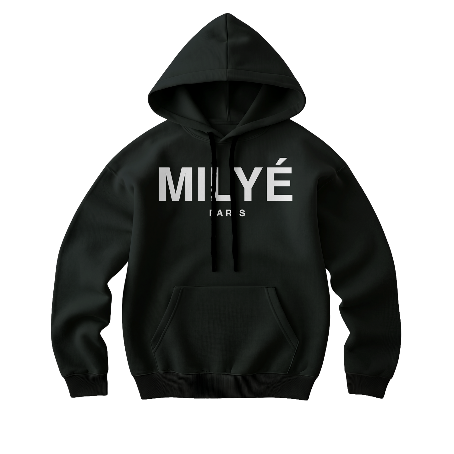 MILYE Paris Hoodie black heavyweight cotton fleece dropped shoulder