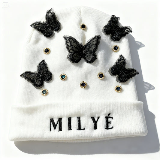 Milyé Noir Papillon Beanie