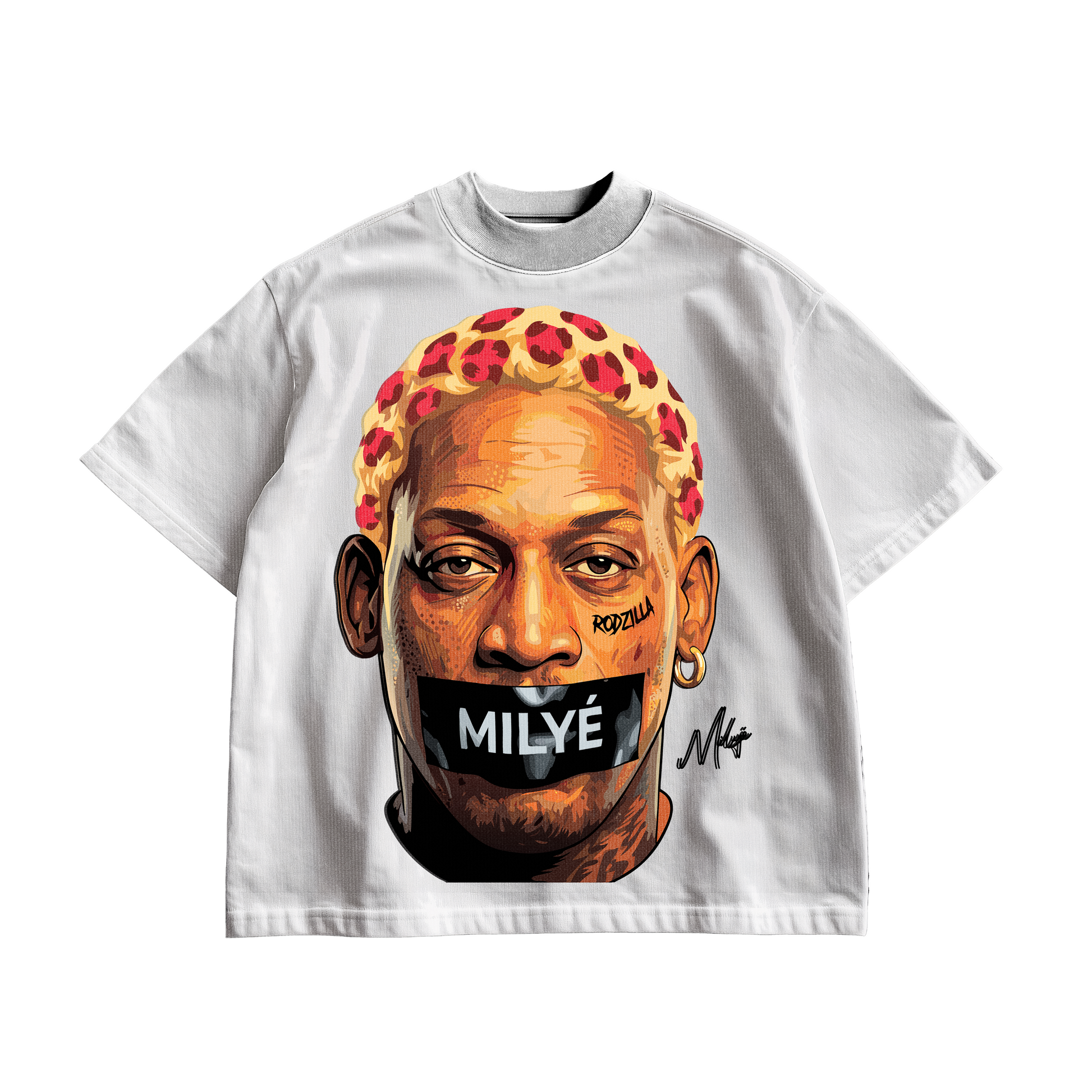 MILYE Rodzilla Censored oversized tee white colorway