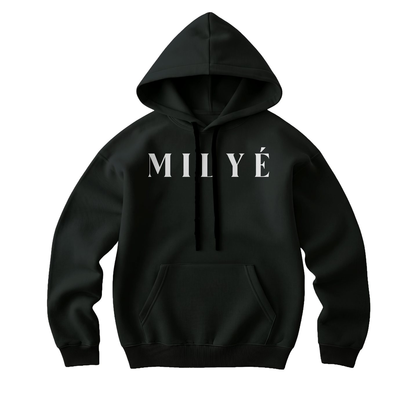 MILYE Classic Hoodie black heavyweight cotton fleece kangaroo pocket