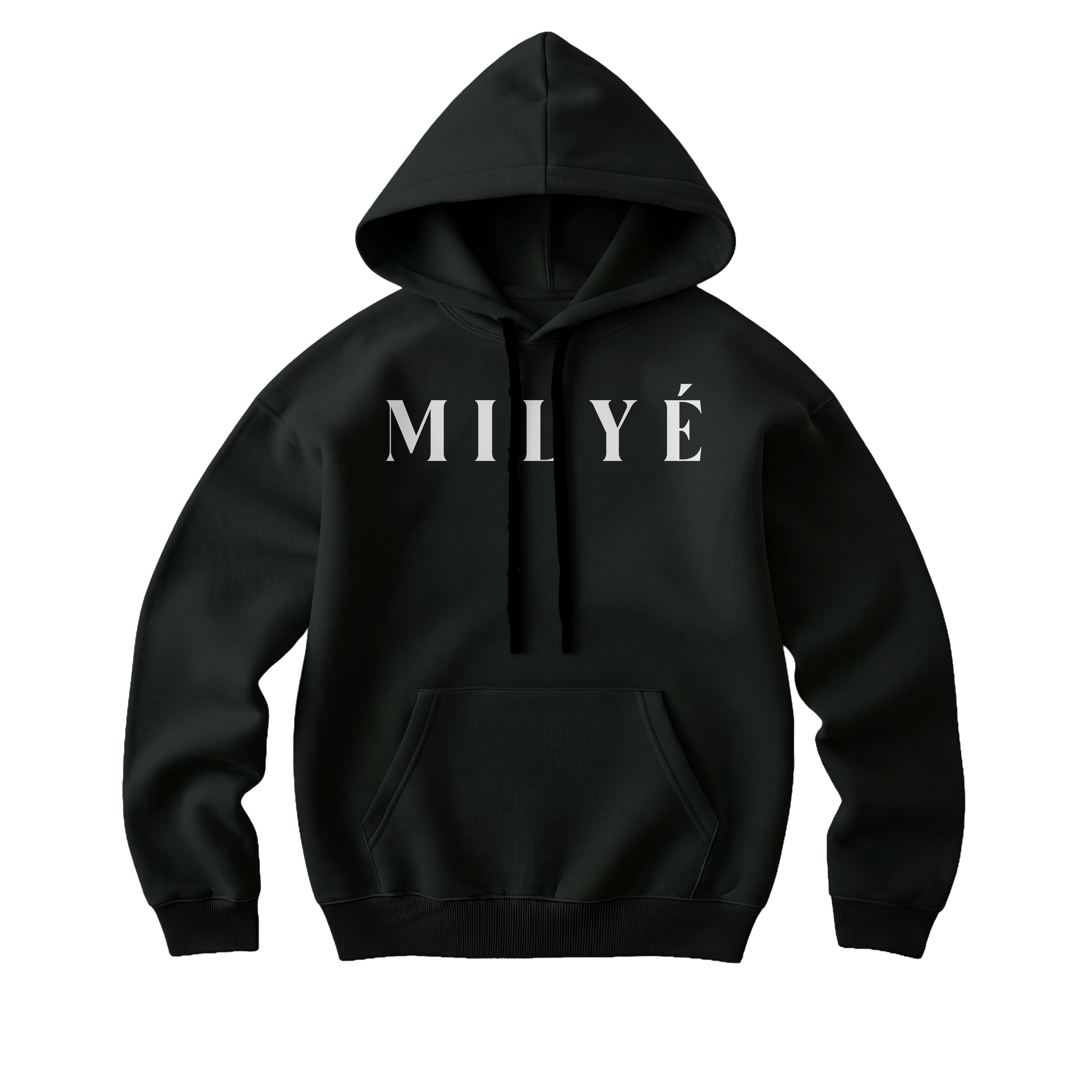 MILYE Classic Hoodie black heavyweight cotton fleece kangaroo pocket