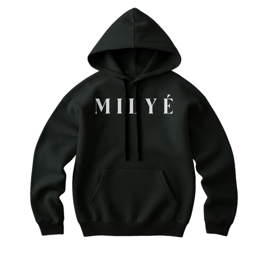 MILYE Classic Hoodie black heavyweight cotton fleece kangaroo pocket