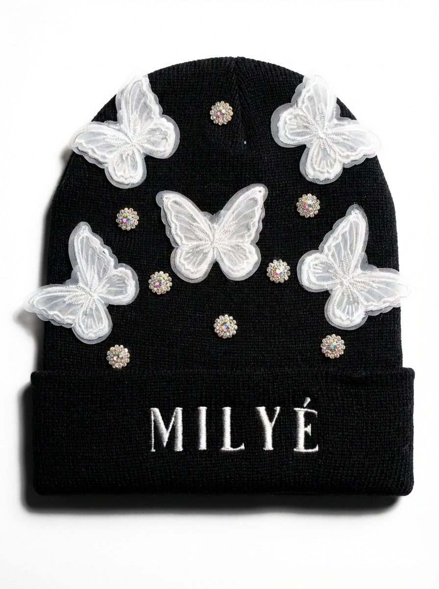Milyé Noir Papillon Beanie