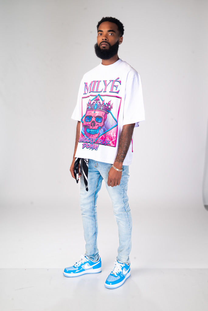 Milyé Oversized Pink Skull Tee