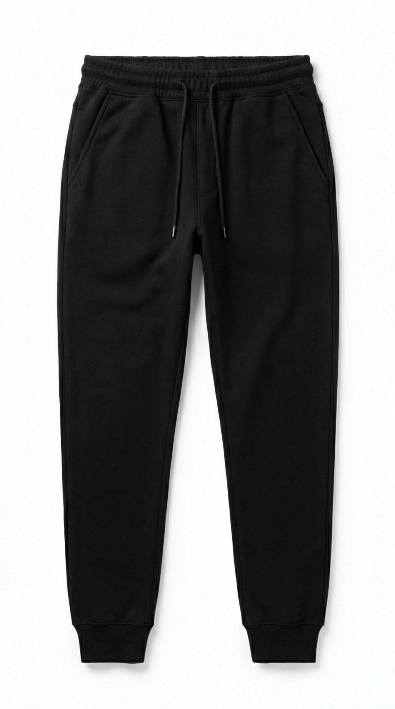 MILYE heavyweight cotton fleece sweatpants black tapered fit