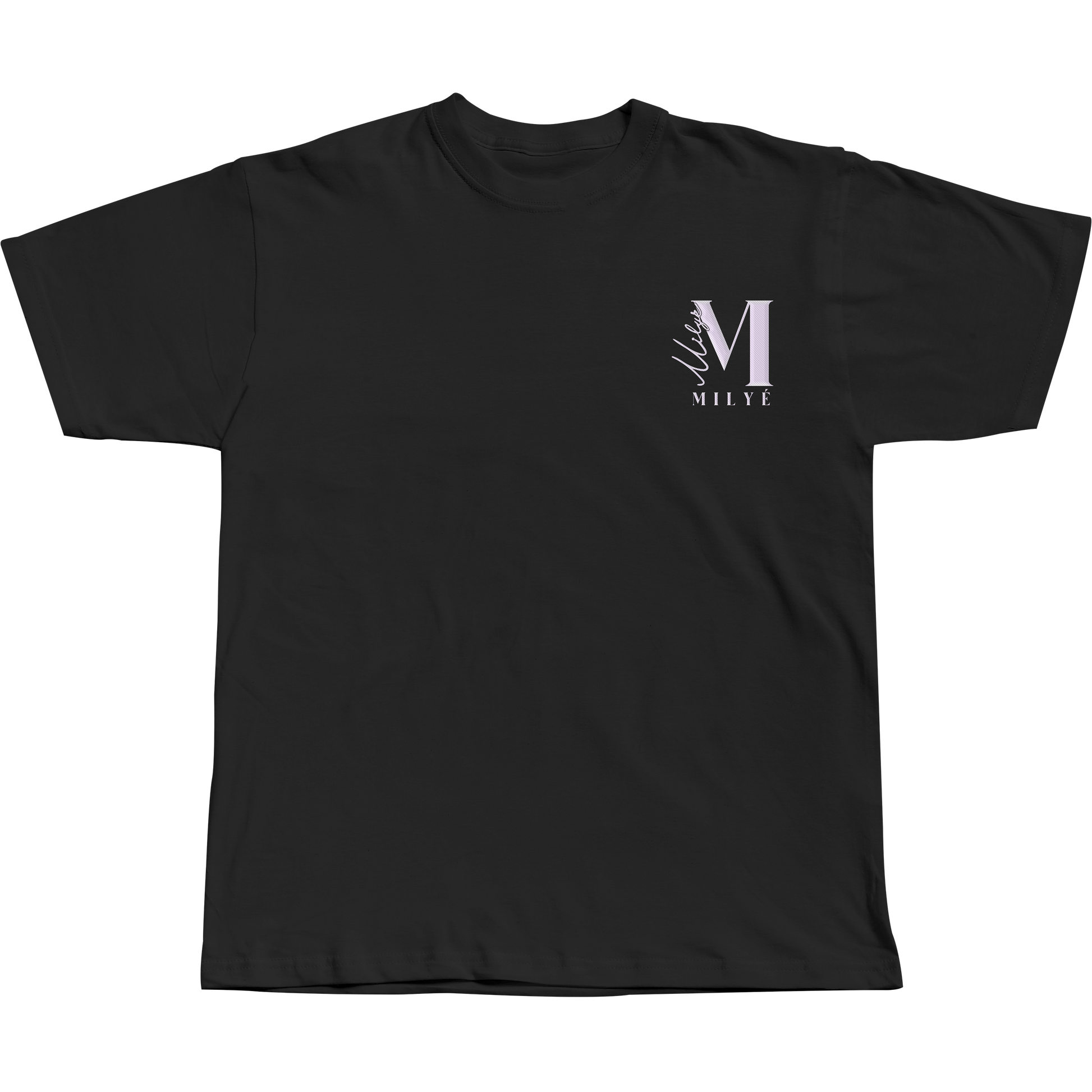 MILYE M Tee black 220 GSM tonal embroidered M dropped shoulder