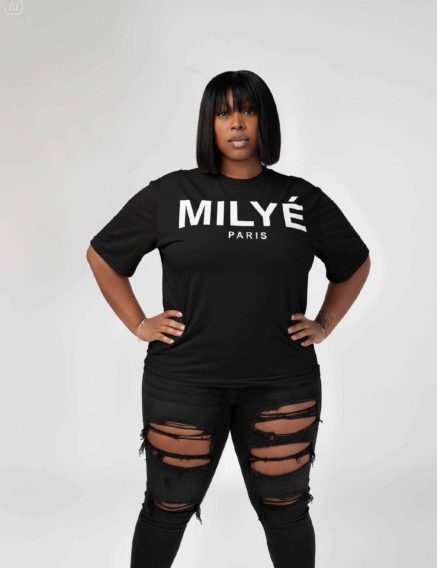 MILYÉ Paris Black Tee