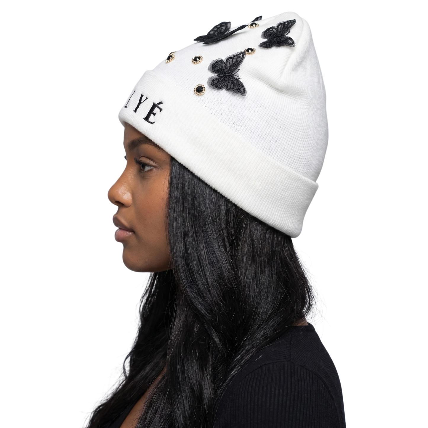 MILYÉ Noir Papillon Beanie