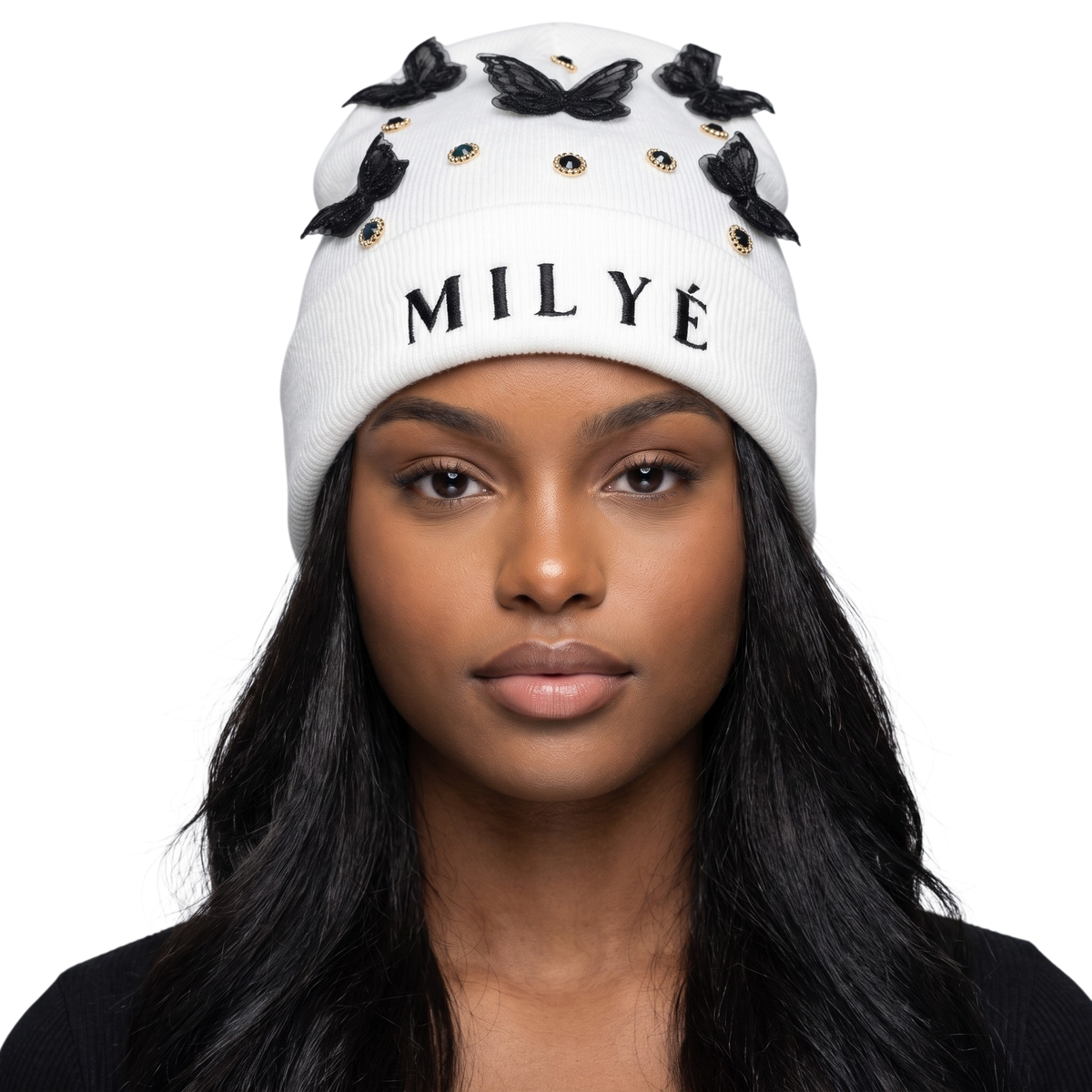 MILYÉ Noir Papillon Beanie