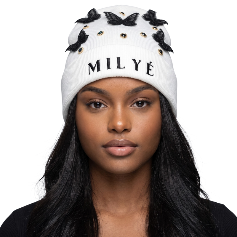 MILYÉ Noir Papillon Beanie